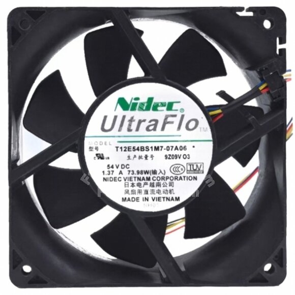 Nidec T12E54BS1M7-07A06 DC 54V 1.37A 2 / 3 / 4 Wires Axial Cooling Fan