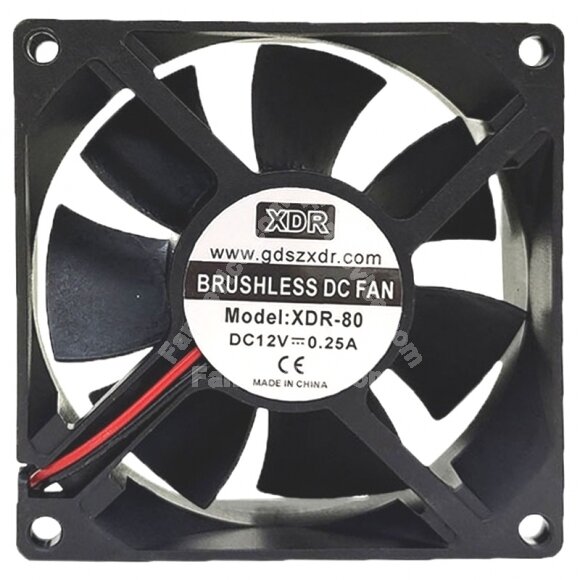 XDR XDR-80 DC 12V 0.25A 2 Wires Brushless Axial Cooling Fan