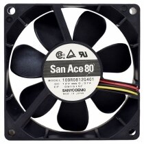 Sanyo Denki 109R0812G401 DC 12V 0.37A 2 / 3 Wires Axial Cooling Fan