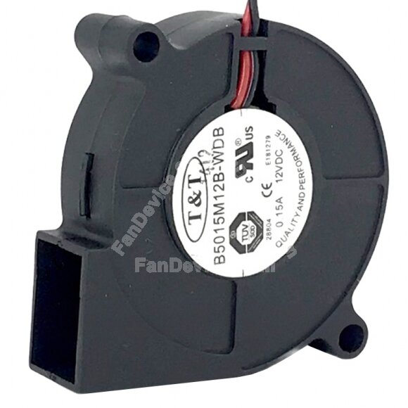 T&T B5015M12B-WDB DC 12V 0.15A 2 Wires Blower Cooling Fan