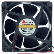 Y.S.TECH FD241238HB 24V 0.36A 2 Wires DC Brushless Axial Cooling Fan