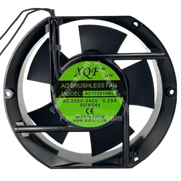 XQF AC17251HBL AC 220V-240V 0.25A 2 Wires Axial Cooling Fan