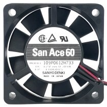 Sanyo 109P0612H733 DC 12V 0.09A 2 Wires Axial Cooling Fan
