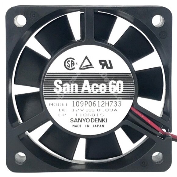 Sanyo 109P0612H733 DC 12V 0.09A 2 Wires Axial Cooling Fan