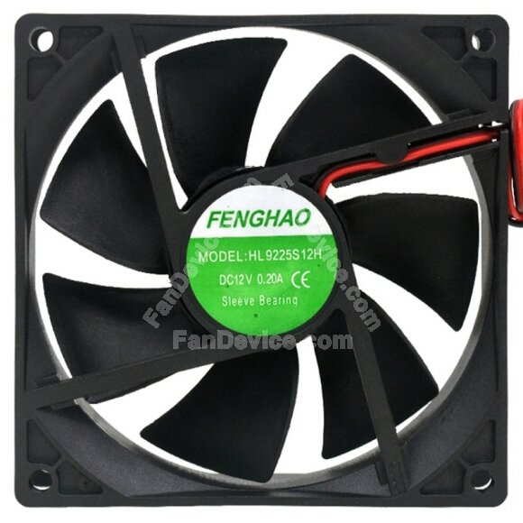FENGHAO HL9225S12H DC 12V 0.20A 2 Wires Sleeve Bearing Axial Fan