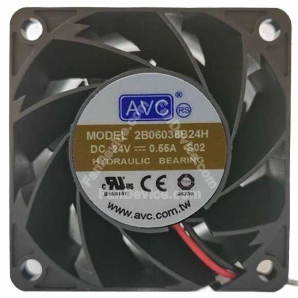 AVC 2B06038B24H DC 24V 0.55A 2 / 3 Wires Hydraulic Bearing Axial Fan