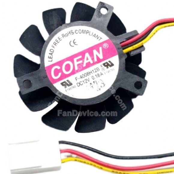 COFAN F-4008H12B DC 12V 0.18A 3 Wires Axial Cooling Fan