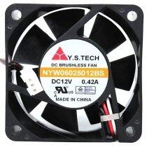 Y.S.TECH NYW06025012BS 12V 0.42A 3 Wires DC Brushless Axial Fan