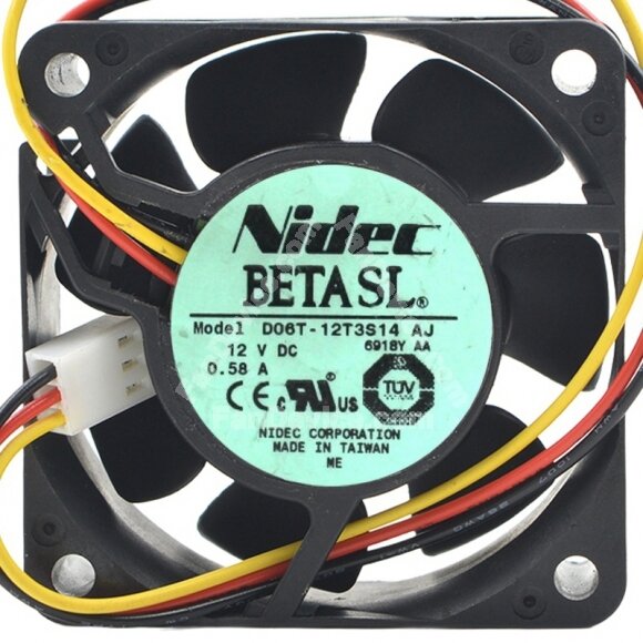 Nidec D06T-12T3S14 DC 12V 0.58A 3 Wires 6025 Axial Cooling Fan
