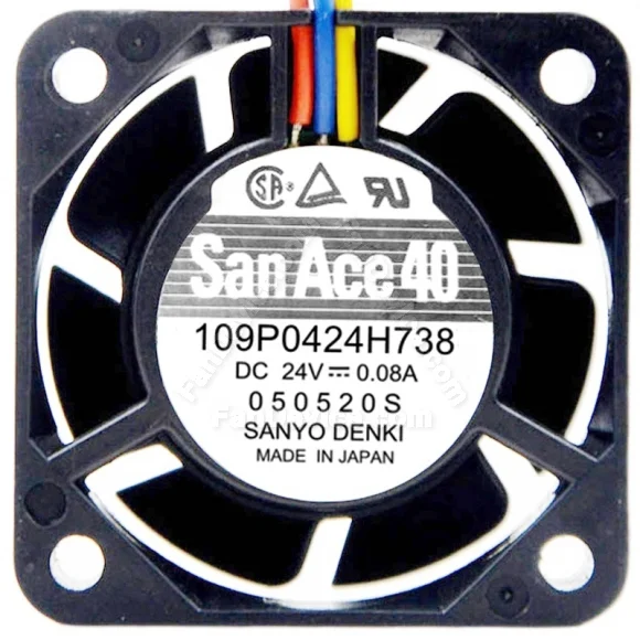 Sanyo 109P0424H738 DC 24V 0.08A 3 Wires Axial Cooling Fan