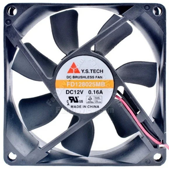 Y.S.TECH FD128025MB 12V 0.16A DC Brushless 2 Wires Axial Cooling Fan