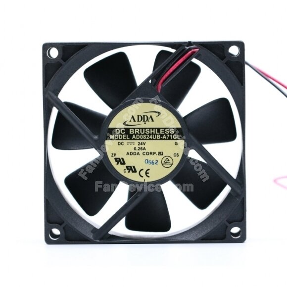 ADDA AD0824UB-A71GL DC 24V 0.26A 2 Wires Axial Cooling Fan