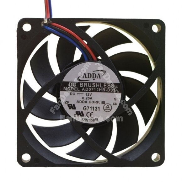 ADDA AD0712HB-D93 DC 12V 0.20A 2 Wires / 3 Wires / 4 Wires Axial Cooling Fan