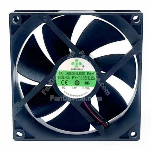 POWERYEAR PY-9225H12S DC 12V 0.35A 2 Wires / 3 Wires Axial Cooling Fan