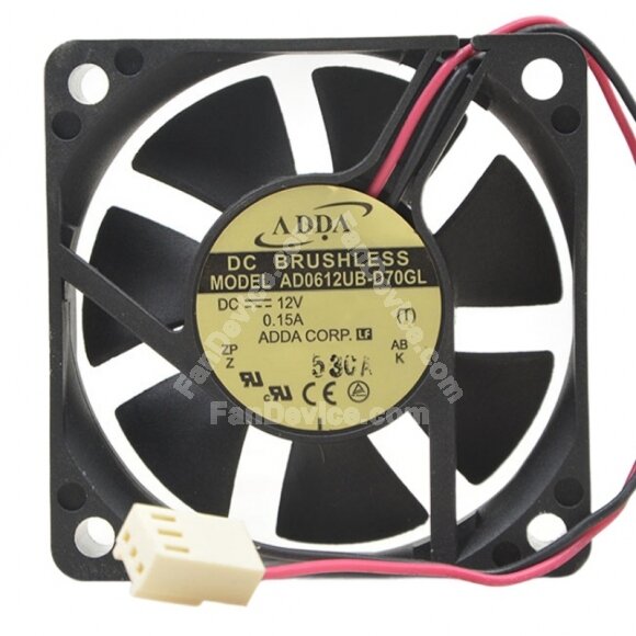 ADDA AD0612UB-D70GL DC 12V 0.15A 6015 Axial Brushless Cooling Fan