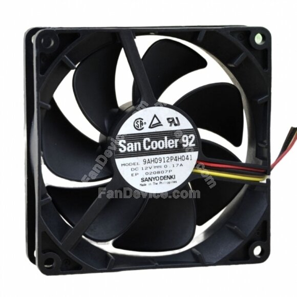 Sanyo Denki San Cooler 92 9AH0912P4H041 DC 12V 0.17A 2 Wires / 3 Wires / 4 Wires Axial Cooling Fan