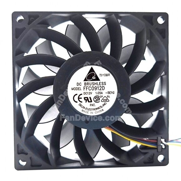 Delta FFC0912D DC 12V 1.05A 2 Wires / 3 Wires / 4 Wires Axial Cooling Fan