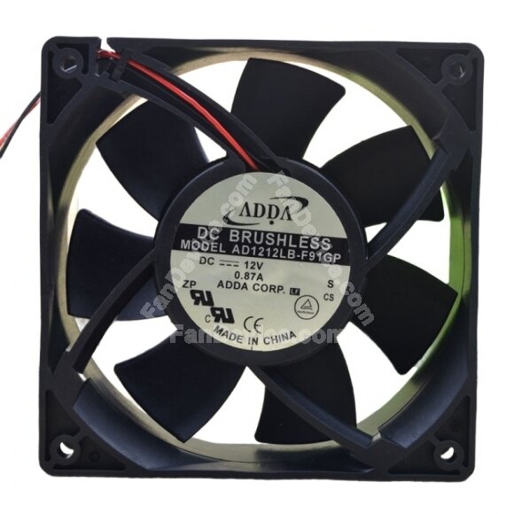 ADDA AD1212LB-F91GP DC 12V 0.87A 2 Wires Axial Cooling Fan