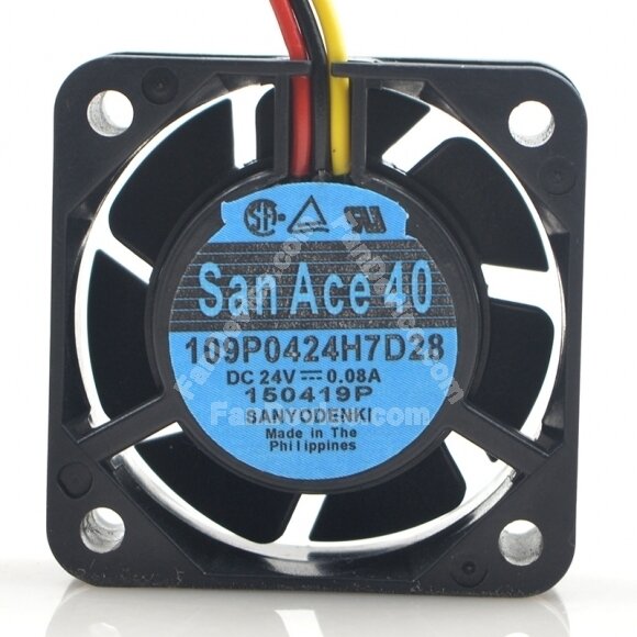 SANYO 109P0424H7D28 DC 24V 0.08A 3 Wires Axial Cooling Fan