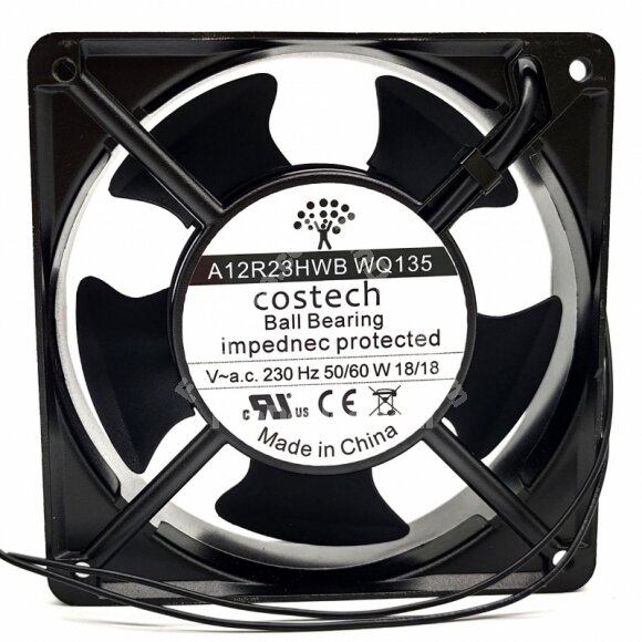 COSTECH A12R23HWB WQ135 AC 230V 18W 12038 Ball Bearing Impedance Protected Axial Cooling Fan
