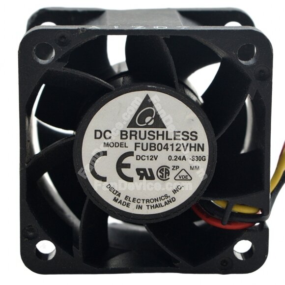 Delta FUB0412VHN DC 12V 0.24A 4028 Axial Brushless Cooling Fan