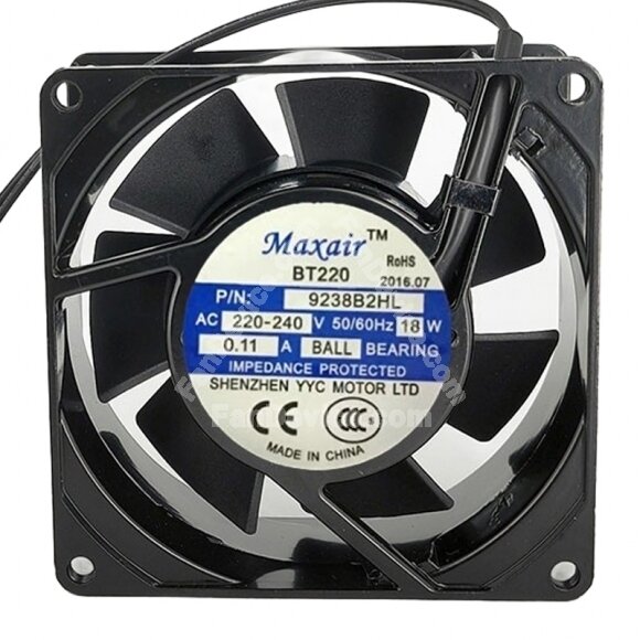 Maxair 9238B2HL AC 220-240V 0.11A 18W 9238 Axial Cooling Fan
