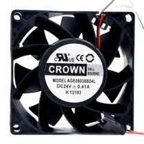 CROWN AGE08038B24L DC 24V 0.41A 8038 Axial Ball Bearing Cooling Fan