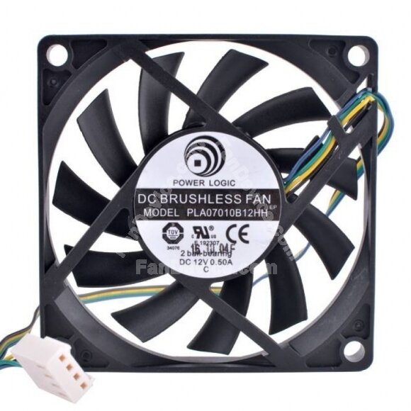 Power Logic PLA07010B12HH DC 12V 0.50A 2 Wires / 3 Wires / 4 Wires Axial Cooling Fan