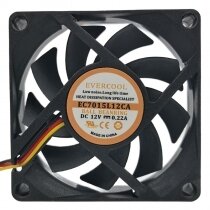 EVERCOOL EC7015L12CA DC 12V 0.22A 3 Wires Ball Bearing Axial Cooling Fan