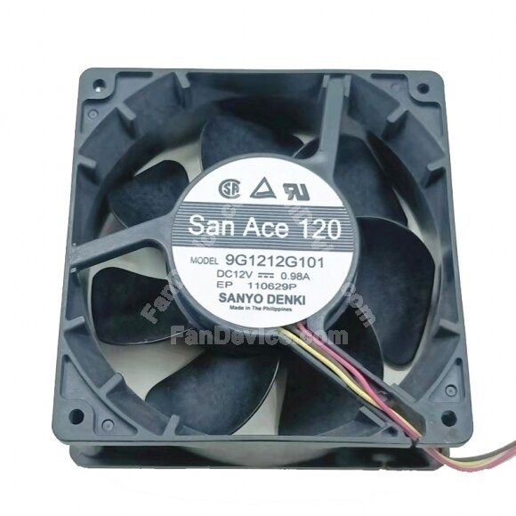 Sanyo 9G1212G101 DC 12V 0.98A 3 Wires Axial Cooling Fan