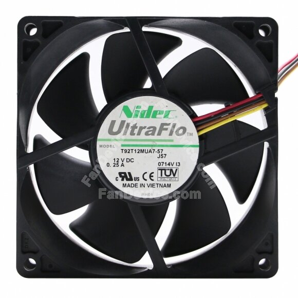 Nidec UltraFlo T92T12MUA7-57J57 DC 12V 0.25A 4 Wires Axial Cooling Fan