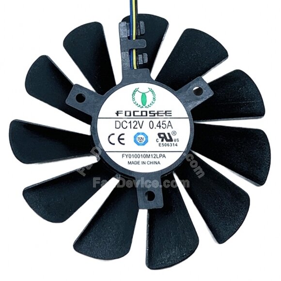 FOCOSEE FY010010M12LPA DC 12V 0.45A 3 Wires Axial Cooling Fan