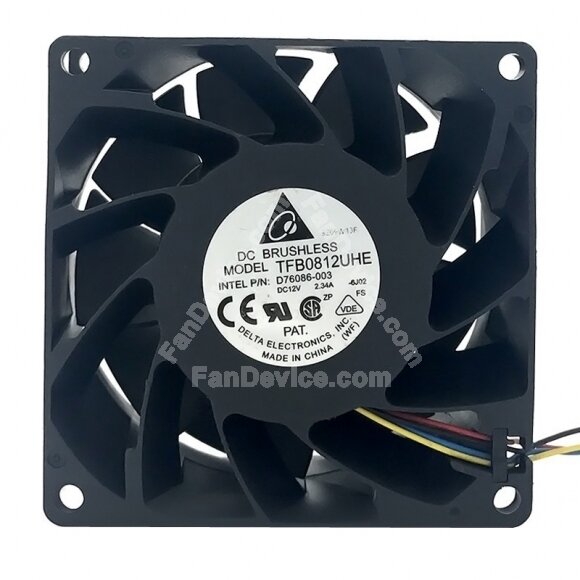 Delta TFB0812UHE DC 12V 2.34A 2 Wires / 3 Wires / 4 Wires Axial Cooling Fan