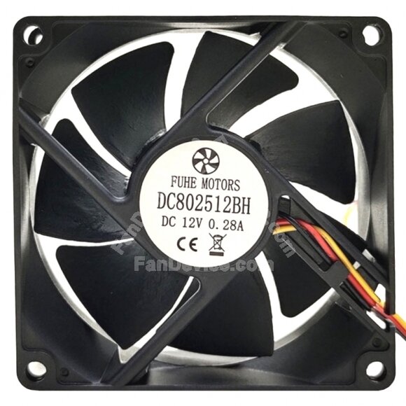 FUHE Motors DC802512BH DC 12V 0.28A 3 Wires Axial Cooling Fan