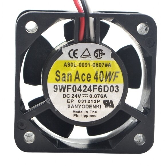 Sanyo Denki San Ace 40WF 9WF0424F6D03 A90L-0001-0507#A DC 24V 0.076A 3 Wires Axial Cooling Fan