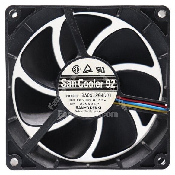 Sanyo 9A0912G4D01 DC 12V 0.39A 2 / 3 Wires Axial Fan