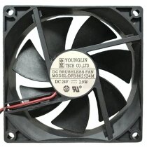 YOUNGLIN DFB802524M 24V 2.9W 2 Wires Axial Cooling Fan