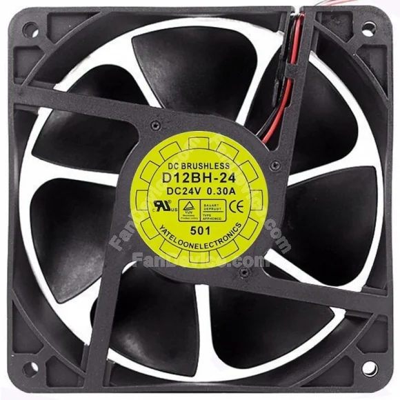 Yate Loon D12BH-24 24V 0.30A 2 Wires Axial Cooling Fan