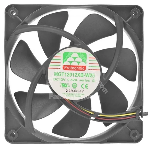 Protechnic MGT12012XB-W25 12V 0.52A 4 Wires Cooling Fan