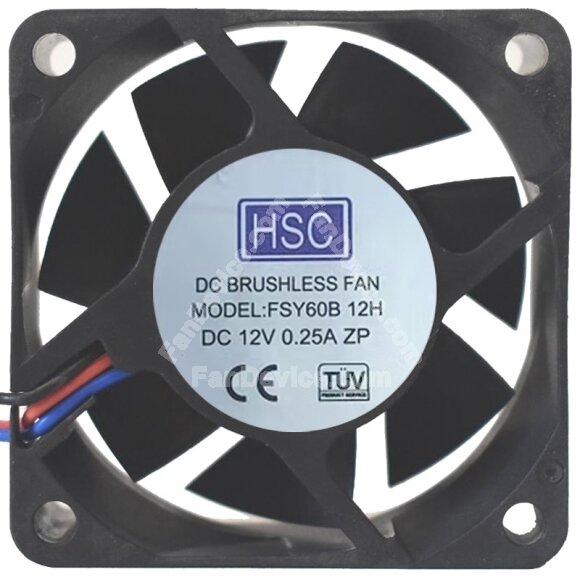 HSC FSY60B12H 12V 0.25A 2 / 3 Wires Axial Cooling Fan