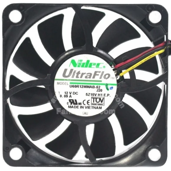 Nidec U60R12MMAB-52J20 12V 0.09A 3 Wires Axial Cooling Fan