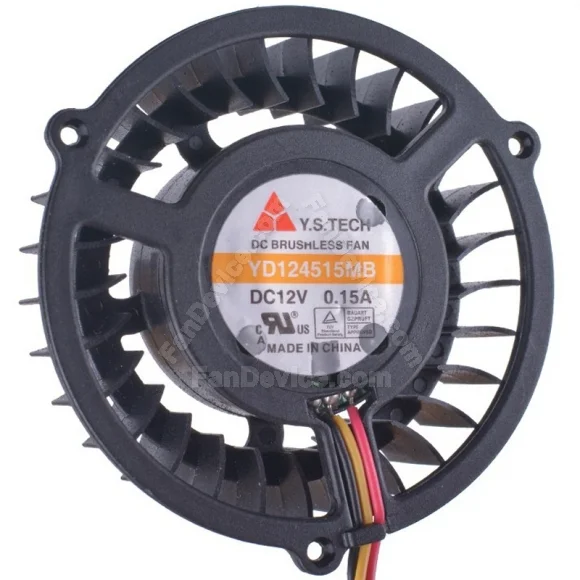 Y.S.TECH YD124515MB 12V 0.15A DC Brushless 3 Wires Axial Cooling Fan