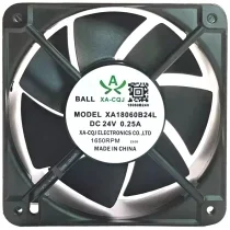 XA-CQJ XA18060B24L 24V 0.25A 2 Wires Ball Bearing 1650RPM Cooling Fan