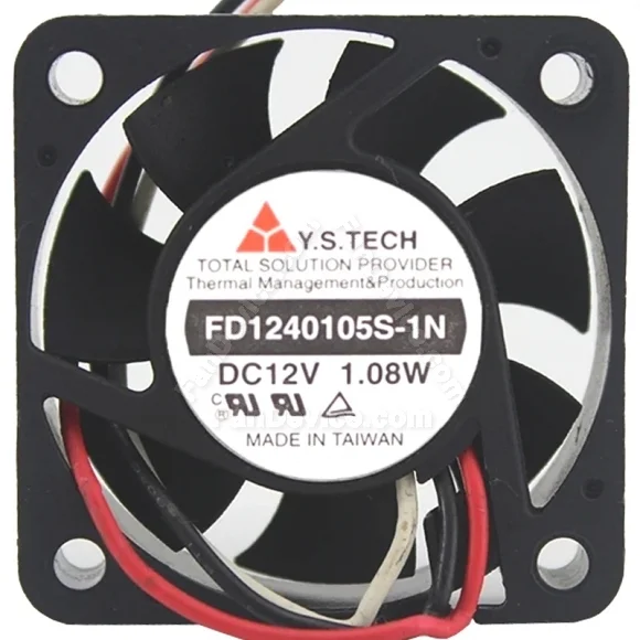 Y.S.TECH FD1240105S-1N DC 12V 1.08W 3 Wires Axial Cooling Fan