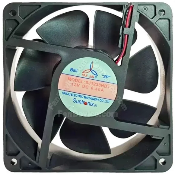 SAN JUN SJ1238HD1 DC 12V 0.40A 2 Wires Ball Bearing Cooling Fan