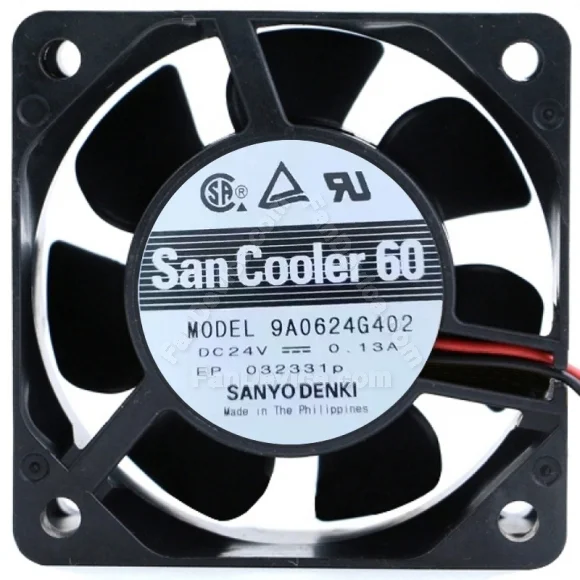 Sanyo 9A0624G402 DC 24V 0.13A 2 Wires Axial Cooling Fan