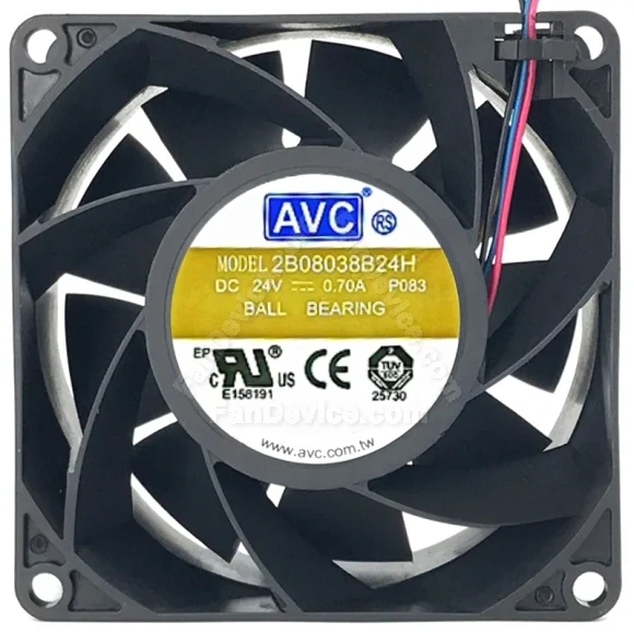 AVC 2B08038B24H 24V 0.70A 3 / 4 Wires Ball Bearing Cooling Fan