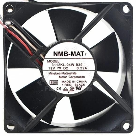 NMB-MAT 3112KL-04W-B39 DC 12V 0.22A 3 Wires Axial Cooling Fan