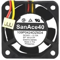 Sanyo 109P0424DZ6D4 DC 24V 0.13A 3 / 4 Wires Axial Cooling Fan