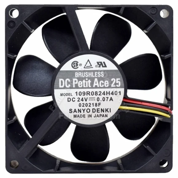 Sanyo 109R0824H401 24V 0.07A DC Brushless 3 Wires Axial Cooling Fan